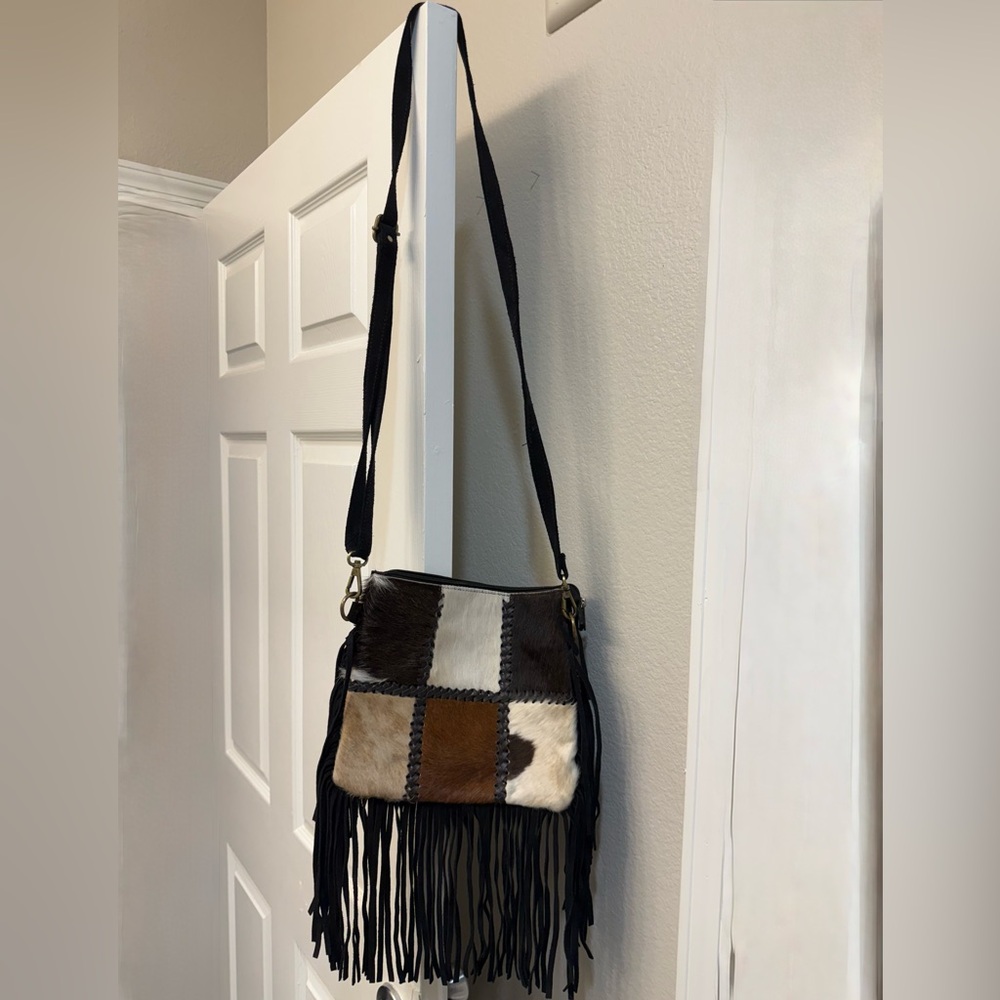 Patchwork Fringe Crossbody Bag